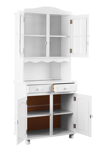 NORDIC LIVING COLLECTION Valencia vitrineskap i hvit furu med 2 skuffer og 2 hyller bak 4 d�rer