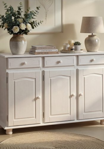 NORDIC LIVING COLLECTION Livio sk�nk med 3 d�rrar och 3 l�dor, massiv furu, vit