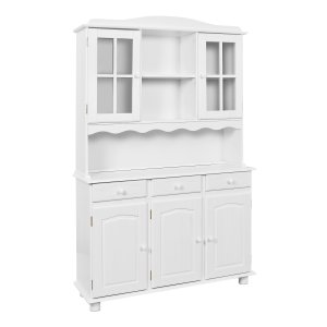 NORDIC LIVING COLLECTION Siena vitrineskap, furu, hvit, med 3 skuffer og 5 hyller bak 5 d�rer.