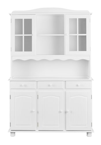 NORDIC LIVING COLLECTION Siena vitrineskap, furu, hvit, med 3 skuffer og 5 hyller bak 5 d�rer.