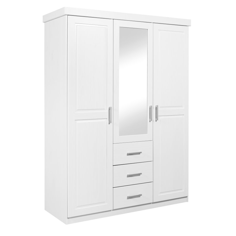 NORDIC LIVING COLLECTION Geraldo vitt sk�p med 3 d�rrar/3 l�dor och kassettd�rrar
