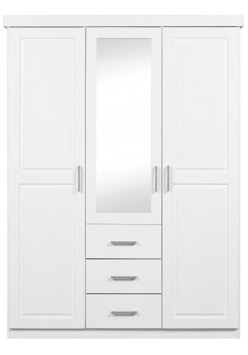 NORDIC LIVING COLLECTION Geraldo vitt sk�p med 3 d�rrar/3 l�dor och kassettd�rrar