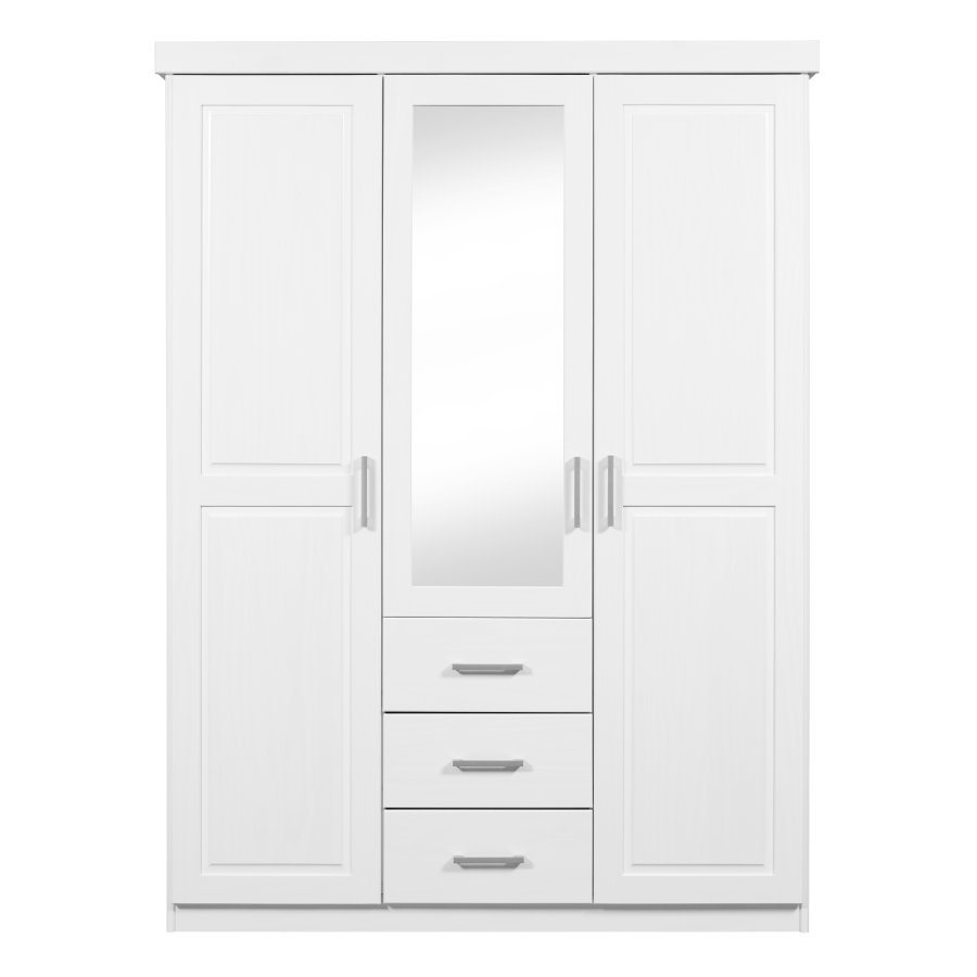 NORDIC LIVING COLLECTION Geraldo vitt sk�p med 3 d�rrar/3 l�dor och kassettd�rrar