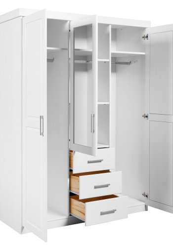 NORDIC LIVING COLLECTION Geraldo vitt sk�p med 3 d�rrar/3 l�dor och kassettd�rrar