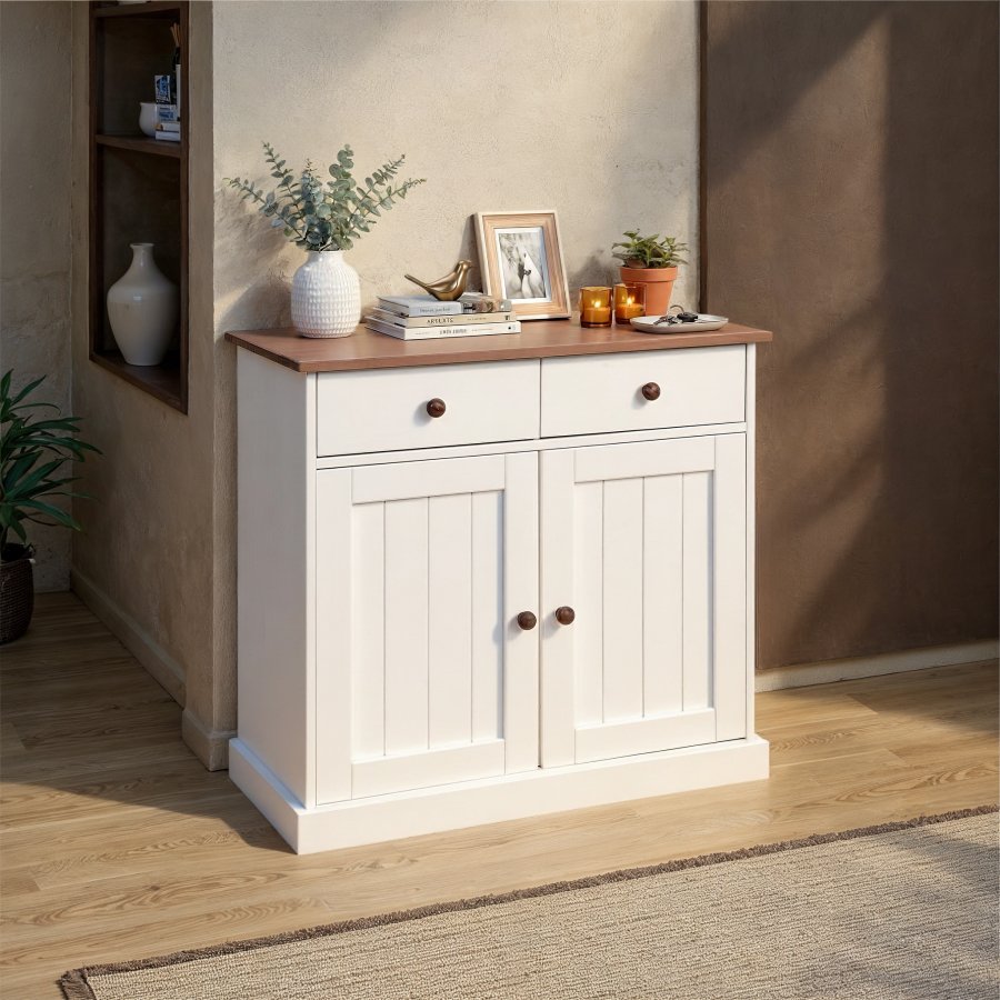 NORDIC LIVING COLLECTION Westerland 3,2 byr�, vit sepia, 2 d�rrar och 2 l�dor