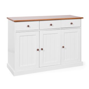 NORDIC LIVING COLLECTION Westerland-4.2 byr�, vit sepia, 3 d�rrar och 3 l�dor, massivt tr�