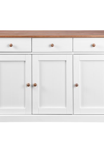 NORDIC LIVING COLLECTION Westerland-4.2 byr�, vit sepia, 3 d�rrar och 3 l�dor, massivt tr�