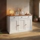 NORDIC LIVING COLLECTION Westerland-4.2 byr�, vit sepia, 3 d�rrar och 3 l�dor, massivt tr�