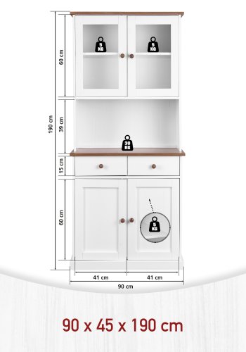 NORDIC LIVING COLLECTION Buffet Westerland-5.2, hvit sepia, 4 d�rer og 2 skuffer, heltre
