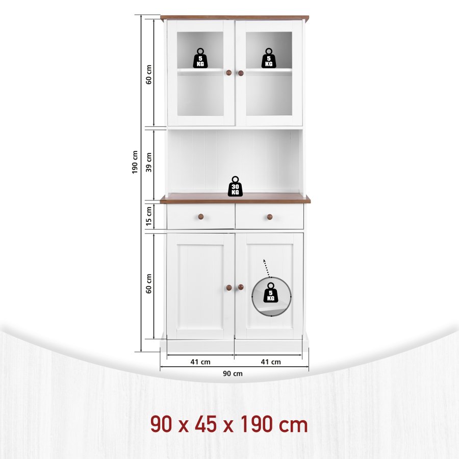 NORDIC LIVING COLLECTION Buffet Westerland-5.2, hvit sepia, 4 d�rer og 2 skuffer, heltre