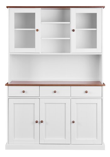 NORDIC LIVING COLLECTION Buffet Westerland 6.2. Massivt tre hvit-sepia 5T3SL med 3 skuffer p� glattg�ende metallskinner og 4 hyller bak 5 d�rer.