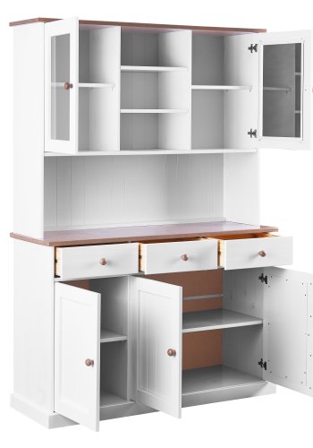 NORDIC LIVING COLLECTION Buffet Westerland 6.2. Massivt tre hvit-sepia 5T3SL med 3 skuffer p� glattg�ende metallskinner og 4 hyller bak 5 d�rer.