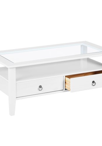 NORDIC LIVING COLLECTION Soffbord Provence 7 furu vit 115x60 med 2 l�dor
