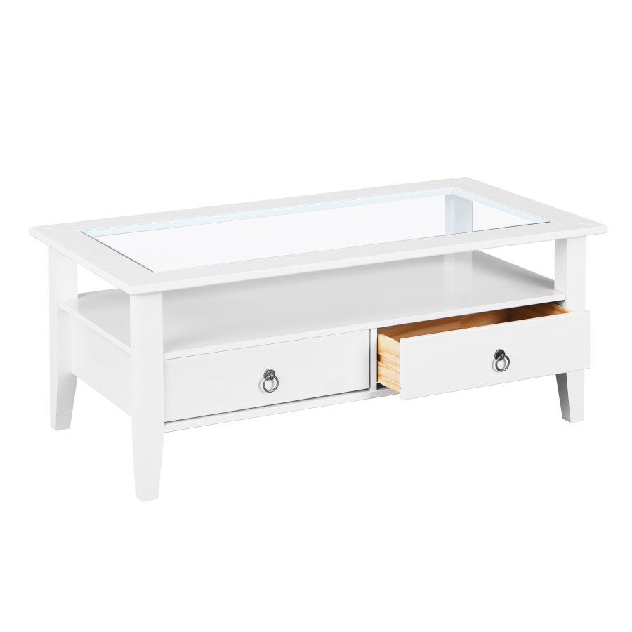 NORDIC LIVING COLLECTION Soffbord Provence 7 furu vit 115x60 med 2 l�dor