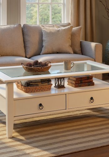 NORDIC LIVING COLLECTION Soffbord Provence 7 furu vit 115x60 med 2 l�dor
