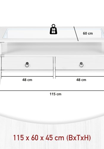 NORDIC LIVING COLLECTION Soffbord Provence 7 furu vit 115x60 med 2 l�dor