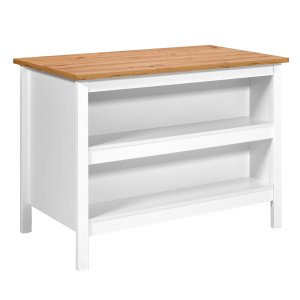 NORDIC LIVING COLLECTION Julina k&ouml;ks&ouml; i vitt/hantverksm&auml;ssig ek: p� ena sidan 2 fack f&ouml;r f&ouml;rvaring, p� den andra sidan plats f&ouml;r barstolar