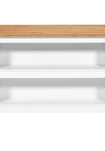 NORDIC LIVING COLLECTION Julina k&ouml;ks&ouml; i vitt/hantverksm&auml;ssig ek: p� ena sidan 2 fack f&ouml;r f&ouml;rvaring, p� den andra sidan plats f&ouml;r barstolar