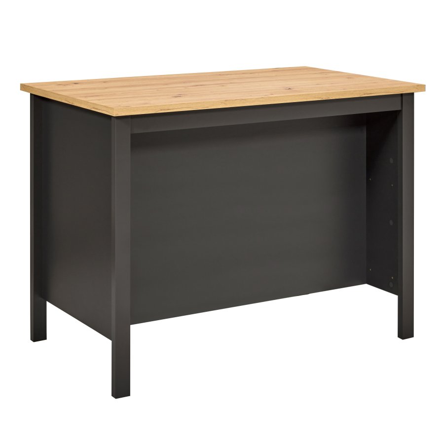 NORDIC LIVING COLLECTION Nellina k&ouml;ks&ouml; i antracit/Artisan-ek, med tv� fack p� ena sidan och plats f&ouml;r barstolar eller stolar p� den andra.