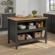 NORDIC LIVING COLLECTION Nellina k&ouml;ks&ouml; i antracit/Artisan-ek, med tv� fack p� ena sidan och plats f&ouml;r barstolar eller stolar p� den andra.