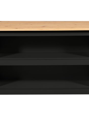 NORDIC LIVING COLLECTION Julina k&ouml;ks&ouml; i svart/Artisan ek, med tv� fack p� ena sidan och plats f&ouml;r barstolar eller stolar p� den andra.