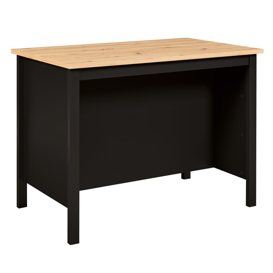 NORDIC LIVING COLLECTION Julina k&ouml;ks&ouml; i svart/Artisan ek, med tv� fack p� ena sidan och plats f&ouml;r barstolar eller stolar p� den andra.