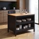 NORDIC LIVING COLLECTION Julina k&ouml;ks&ouml; i svart/Artisan ek, med tv� fack p� ena sidan och plats f&ouml;r barstolar eller stolar p� den andra.