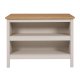 NORDIC LIVING COLLECTION K&ouml;ks&ouml; Emmilia Cashmere/Artisan Oak, med 2 fack p� ena sidan och plats f&ouml;r barstolar eller stolar p� den andra.