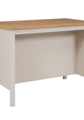 NORDIC LIVING COLLECTION K&ouml;ks&ouml; Emmilia Cashmere/Artisan Oak, med 2 fack p� ena sidan och plats f&ouml;r barstolar eller stolar p� den andra.