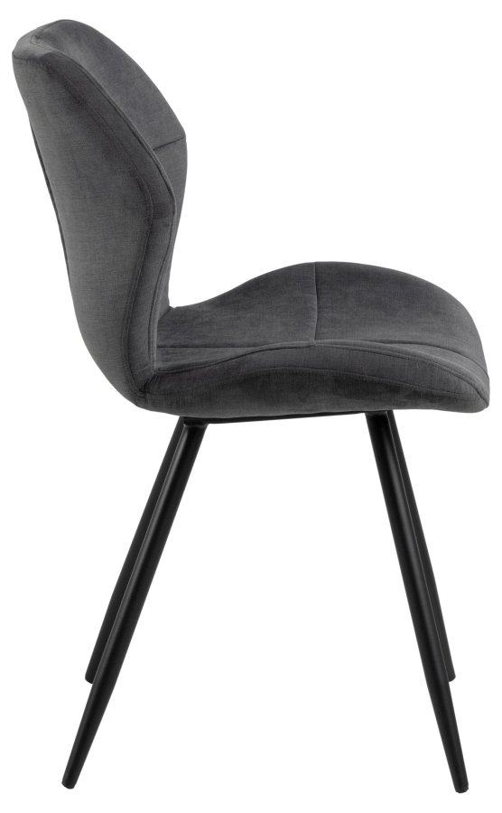 ACT NORDIC Petri Esszimmerstuhl - anthrazitgraues Polyester und schwarzes Metall