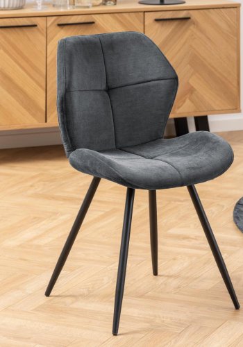 ACT NORDIC Petri Esszimmerstuhl - anthrazitgraues Polyester und schwarzes Metall