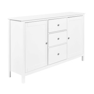 NORDIC LIVING COLLECTION  Byr� i massiv furu, vitlackerad, med 2 d�rrar, 3 l�dor och 4 hyllplan. Totalm�tt: 160 x 39,5 x 96 cm.
