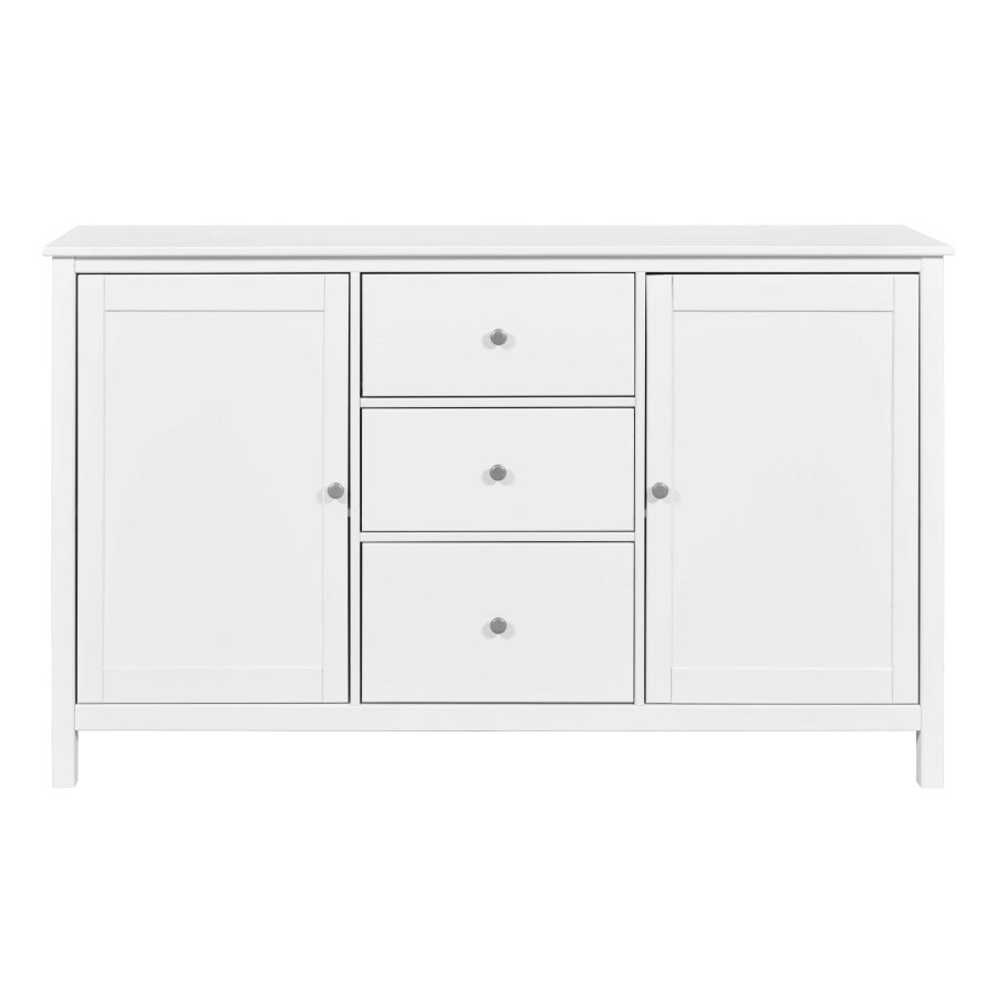 NORDIC LIVING COLLECTION  Byr� i massiv furu, vitlackerad, med 2 d�rrar, 3 l�dor och 4 hyllplan. Totalm�tt: 160 x 39,5 x 96 cm.