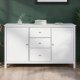NORDIC LIVING COLLECTION  Byr� i massiv furu, vitlackerad, med 2 d�rrar, 3 l�dor och 4 hyllplan. Totalm�tt: 160 x 39,5 x 96 cm.