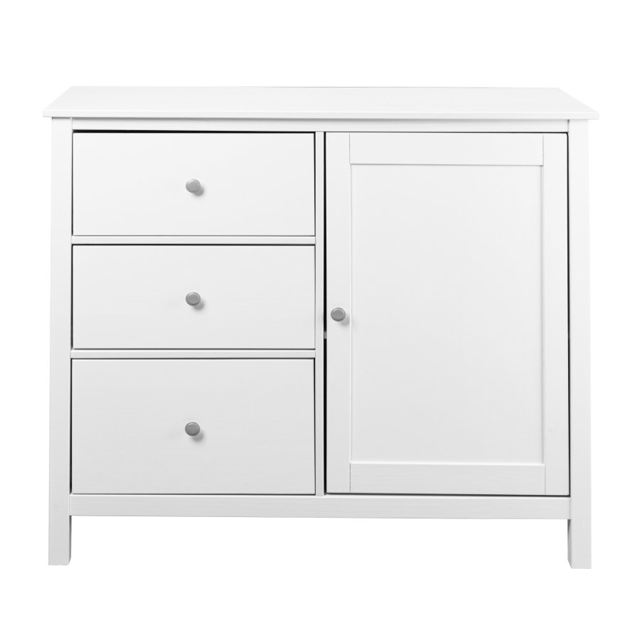 NORDIC LIVING COLLECTION  Byr� i massiv furu, vitlackerad, med 1 d�rr, 3 l�dor, 2 hyllplan. Totalm�tt: 110 x 40 x 96 cm.