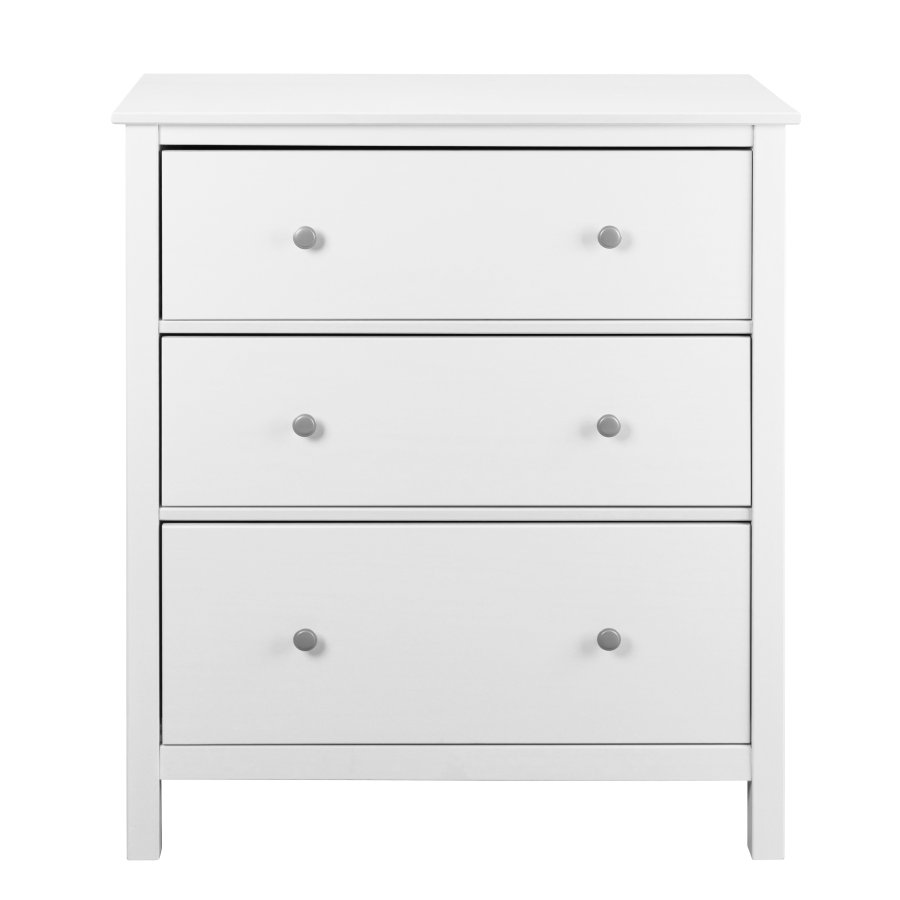 NORDIC LIVING COLLECTION Byr� i massiv furu, vitlackerad, med 3 l�dor och totalm�tt 110 x 40 x 96 cm.