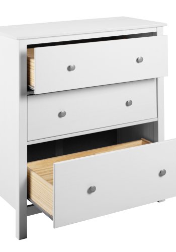 NORDIC LIVING COLLECTION Byr� i massiv furu, vitlackerad, med 3 l�dor och totalm�tt 110 x 40 x 96 cm.