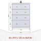 NORDIC LIVING COLLECTION  Byr� i massiv furu, vitlackerad, med 4 l�dor. Totalm�tt: 82 x 40 x 120 cm.