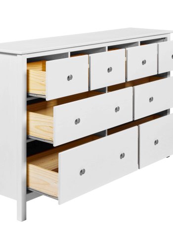 NORDIC LIVING COLLECTION Byr� i massiv furu, vitlackerad, med 8 l�dor och totalm�tt 160 x 40 x 96 cm.