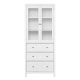 NORDIC LIVING COLLECTION  Vitrineskap i heltre furu, hvitlakkert, med 3 skuffer, 2 d�rer og 2 hyller. Totalm�l: 82 x 40 x 197 cm.