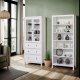 NORDIC LIVING COLLECTION  Vitrineskap i heltre furu, hvitlakkert, med 3 skuffer, 2 d�rer og 2 hyller. Totalm�l: 82 x 40 x 197 cm.