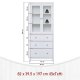 NORDIC LIVING COLLECTION  Vitrineskap i heltre furu, hvitlakkert, med 3 skuffer, 2 d�rer og 2 hyller. Totalm�l: 82 x 40 x 197 cm.