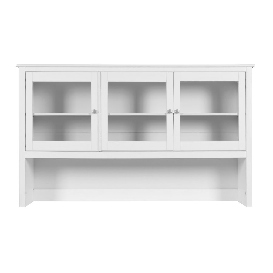 NORDIC LIVING COLLECTION  Vitrineskapplate i heltre furu, hvitlakkert, med 3 d�rer og 3 hyller. Totalm�l: 82 x 40 x 197 cm.