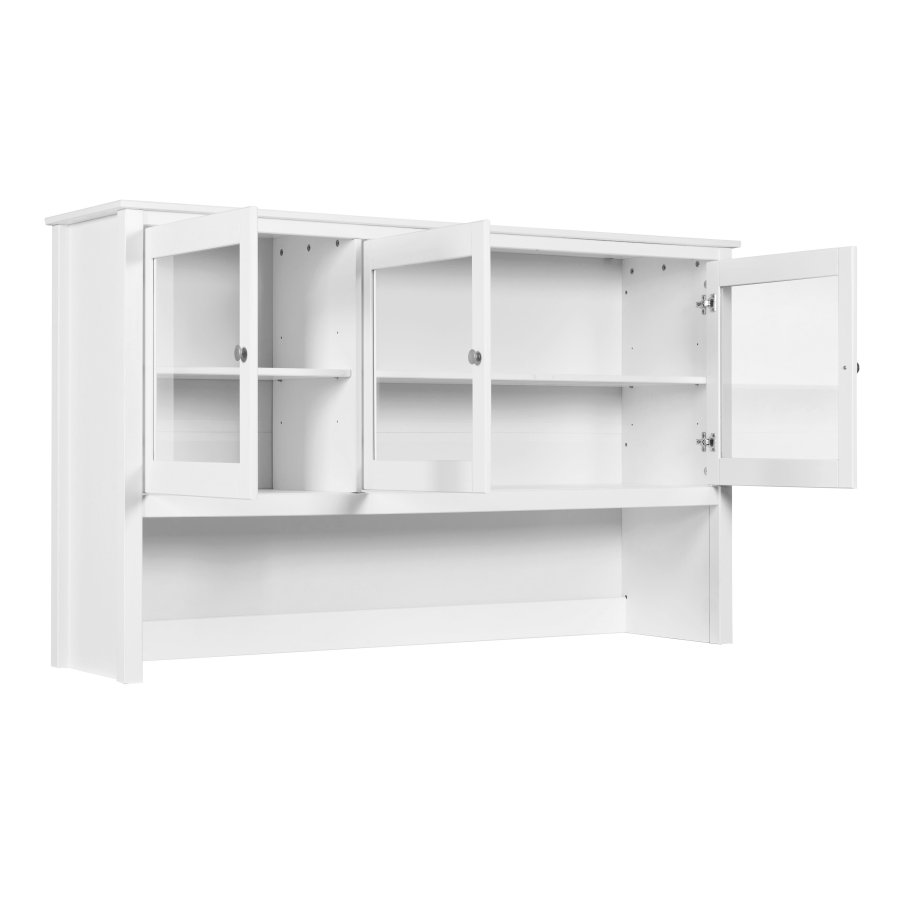 NORDIC LIVING COLLECTION  Vitrineskapplate i heltre furu, hvitlakkert, med 3 d�rer og 3 hyller. Totalm�l: 82 x 40 x 197 cm.