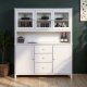 NORDIC LIVING COLLECTION  Vitrineskapplate i heltre furu, hvitlakkert, med 3 d�rer og 3 hyller. Totalm�l: 82 x 40 x 197 cm.