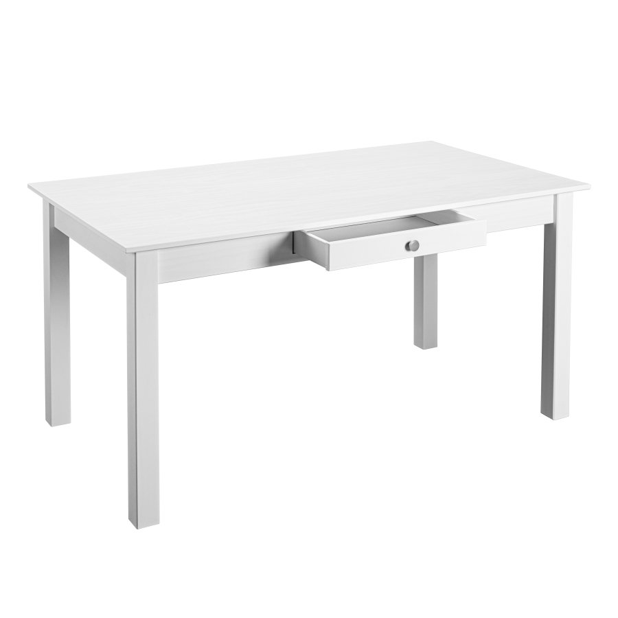 NORDIC LIVING COLLECTION Matbord i massiv furu, vitlackerad, med 1 l�da. Totalm�tt: 145 x 80 x 76 cm.