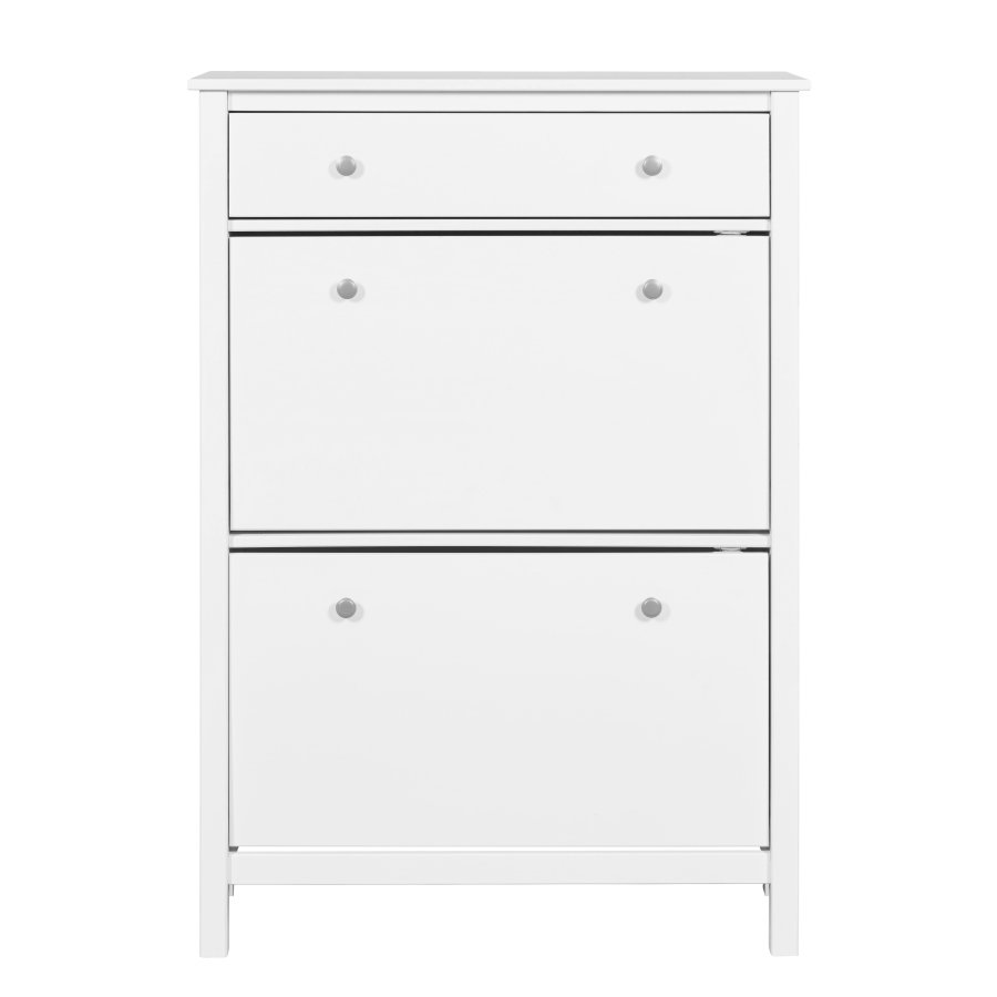 NORDIC LIVING COLLECTION  Skosk�p i massiv furu fr�n Chilly Home-serien f&ouml;r upp till 12 par skor i 2 rymliga l�dor och 1 l�da.