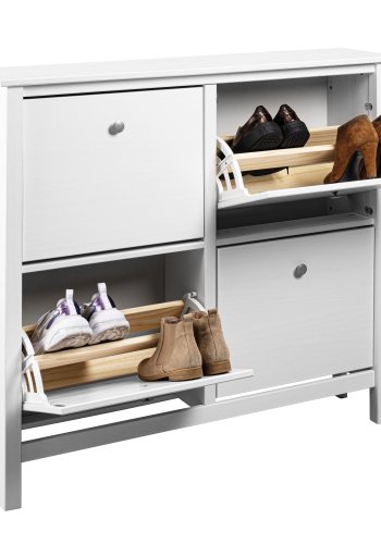 NORDIC LIVING COLLECTION Chilly Home skoskab, til 8 par sko, m. 4 skuffer - hvid fyrretr�