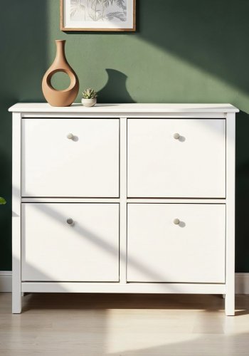 NORDIC LIVING COLLECTION Skosk�p i massiv furu f&ouml;r upp till 8 par skor i 4 rymliga l�dor