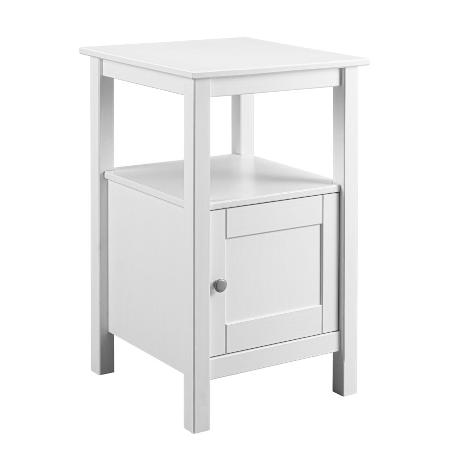 NORDIC LIVING COLLECTION  F�rvaringsbord i massiv furu med 1 d�rr och 1 hyllplan, vitlackerat, totalm�tt 45 x 45 x 76 cm.